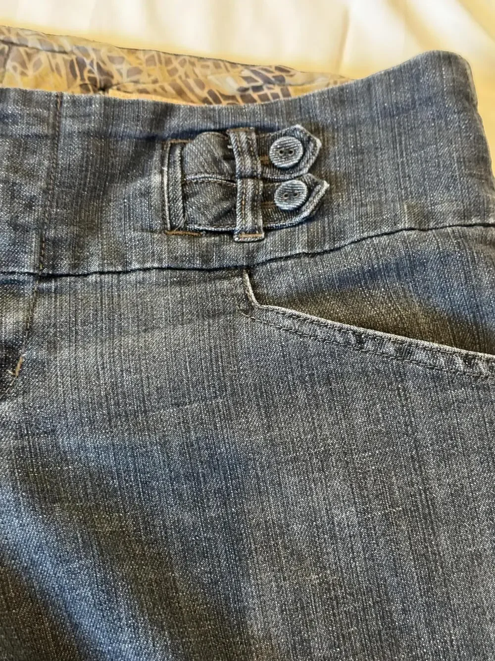 Boom Boom Jeans Shorts Juniors 15 Blue Denim Bermuda Button Tab Waist Stretch